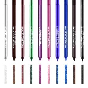 10 Colors Eyeliner Pen Set, Waterproof Eyeshadow Pen Colorful Eyeliner Pencil Set, Easy to Color, Professional Neon Eyeliner Long Lasting Matte Eye Liners Pen for Party Halloween Christmas