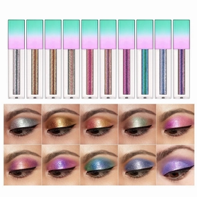 10 Colors Glitter Liquid Eyeshadow Makeup Set Long Lasting Highly Pigmented Liquid Eye Shadow Shimmer Metallic Shining Sparkly Eyeshadow Cosmetics