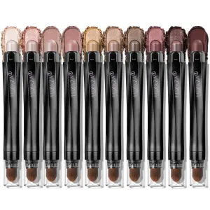10PCS Eyeshadow Stick,Shimmer And Matte Brown Metallic Cream Eyeshadow Pencil Crayon with Smudge-proof & Waterproof,Eye Brightener Stick, Ideal Gift for Women - Espresso