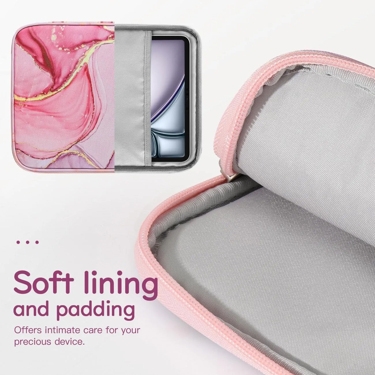 13 Inch Tablet Sleeve Bag Carrying Case for iPad Pro 13" M4 2024, iPad Air 13", iPad Pro 12.9", Samsung Galaxy Tab S10  Plus/S9 FE /S9  Plus 12.4", Remarkable Paper Pro 11.8", Cloudy Pink