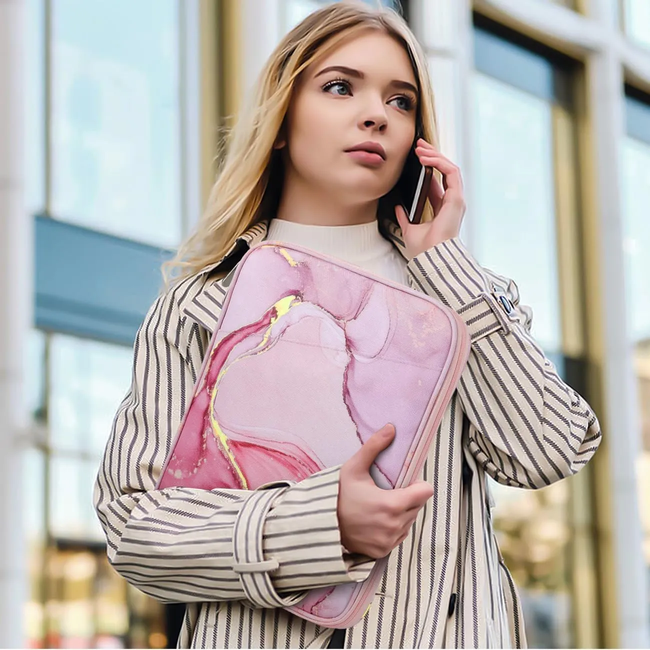 13 Inch Tablet Sleeve Bag Carrying Case for iPad Pro 13" M4 2024, iPad Air 13", iPad Pro 12.9", Samsung Galaxy Tab S10  Plus/S9 FE /S9  Plus 12.4", Remarkable Paper Pro 11.8", Cloudy Pink