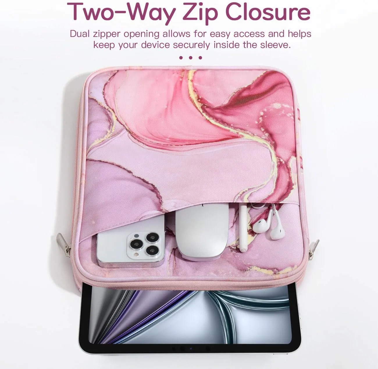 13 Inch Tablet Sleeve Bag Carrying Case for iPad Pro 13" M4 2024, iPad Air 13", iPad Pro 12.9", Samsung Galaxy Tab S10  Plus/S9 FE /S9  Plus 12.4", Remarkable Paper Pro 11.8", Cloudy Pink