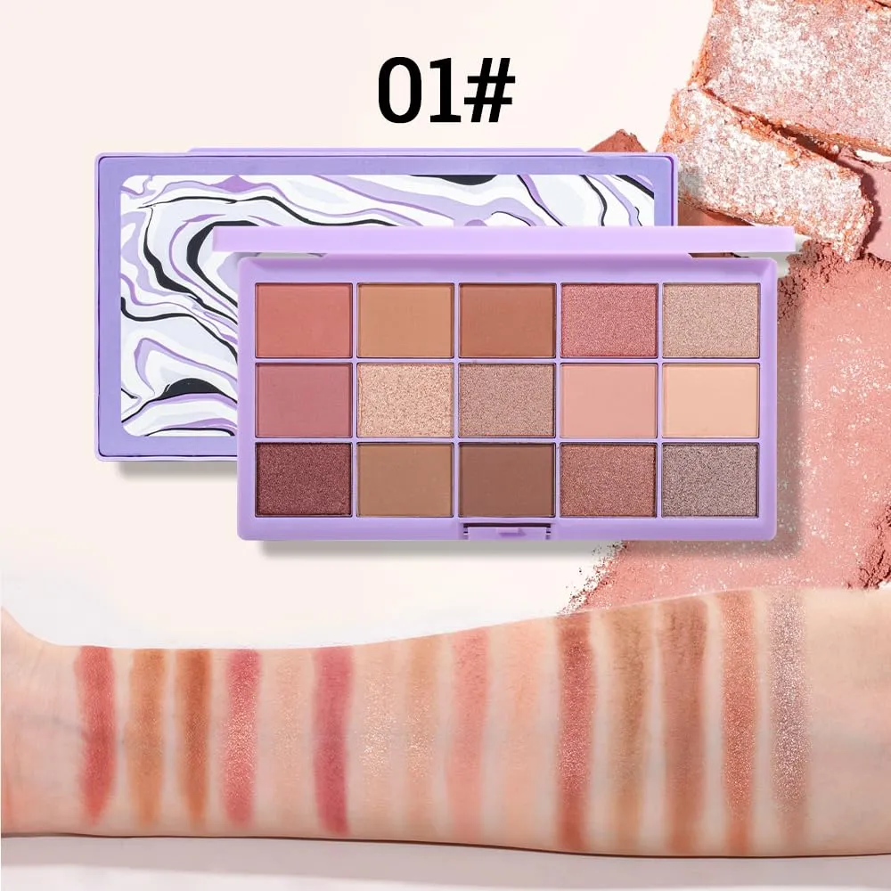 15 Pink and Nude Eyeshadow Palettes/Eyeshadow Palettes with fine pearlescent/non-staining natural color palettes to create deep eye sockets and improve facial dimension. (01)