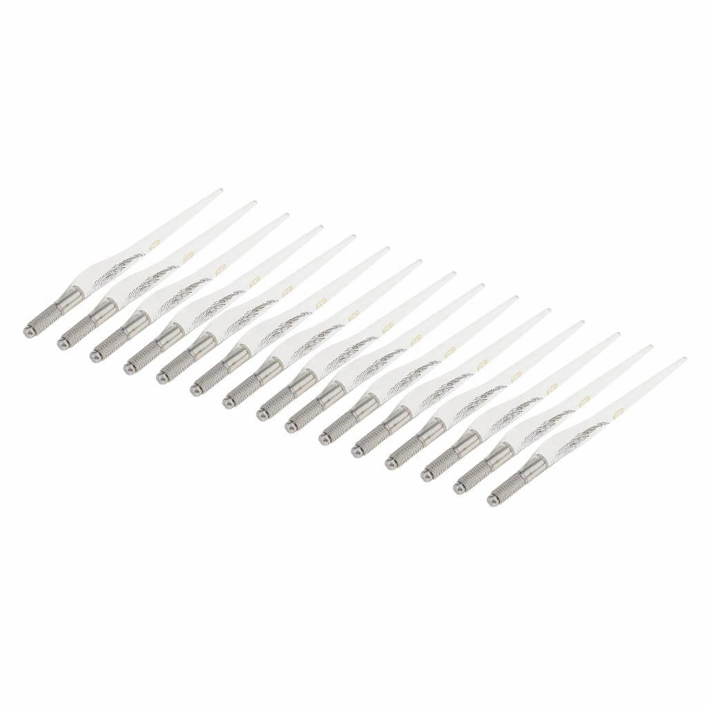 15 Pieces Reusable Salon Eyebrow Lip Eyeliner Tattoo Pens Holder Clear for Microblading Permanent Makeup Artists - Aluminum Alloy Construction - Versatile for Eyebrows, Lip