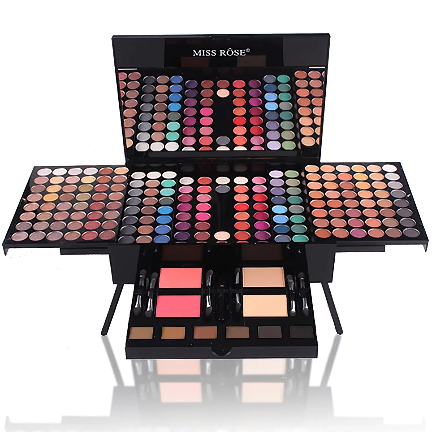 190 Colors Cosmetic Make up Piano Box Set,Combination with Eyeshadow /Facial Blusher /Eyebrow Powder /Eyeliner Pencil /Mirror,All-in-1 Makeup Gift Set (Color B)