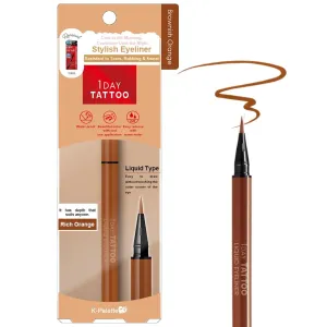 1Day Tattoo Waterproof Liquid Eyeliner Pen, Precision Tip for Long-Lasting, Smudge-Proof Eyeliner, Stay-All-Day Liquid Eyeliner, Bold & Vibrant Colors, 04 Brownish Orange