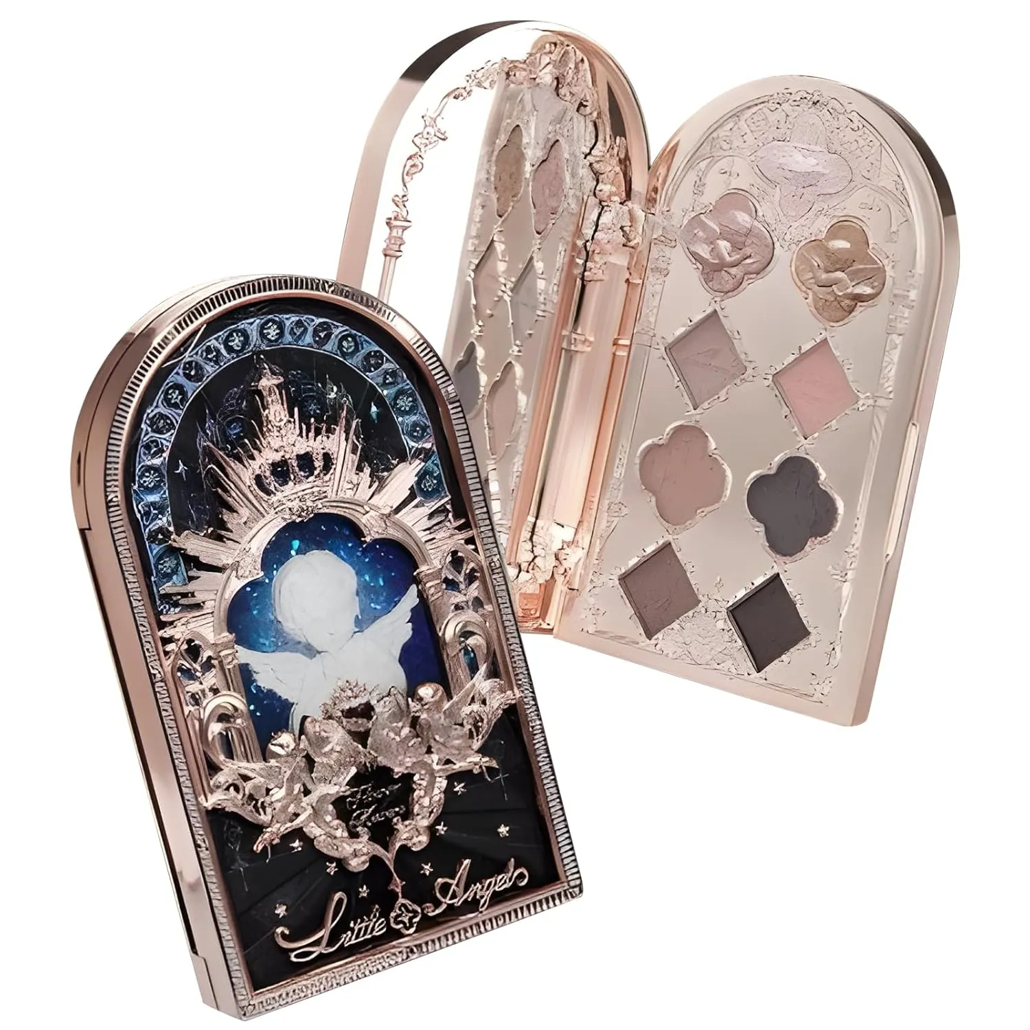 1pc Huazhixiao Little Angel Series Eyeshadow 9 Color Palette Matte Shimmer Glitter Mixed Eye Shadow Makeup (C02)