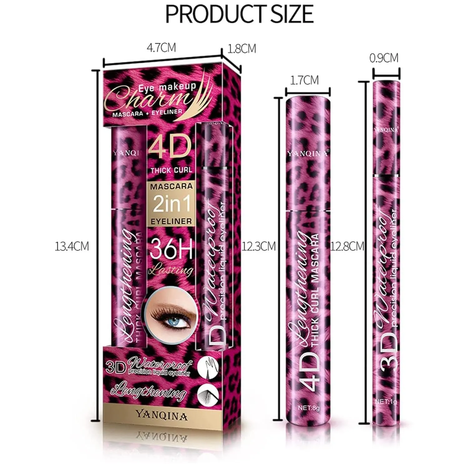 2 In 1 Silk Fiber Mascaras & Eyeliner Set, Long-lasting All Day, 4D Silk Fiber Mascara & Eyeliner Set, Smudge-Proof, Waterproof, Adds Length, Depth and Glamour Effortlessly (1 PCS)