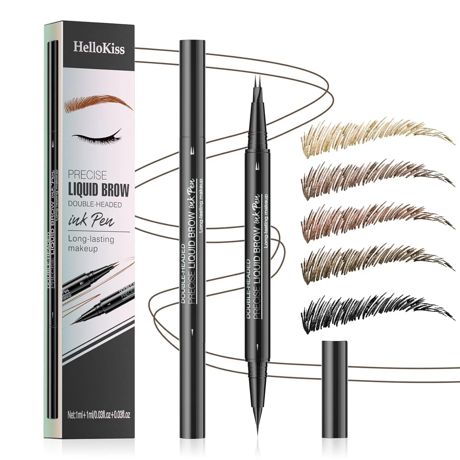 2 Pcs Microblading Eyebrow Pencil for Women, Waterproof Brow Pencil, with Eyebrow Brush, 2-in-1 Dual-Ended Eyebrow Pen for Natural Hair-Like Brows (Dark Brown(2 pcs))