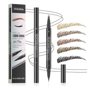 2 Pcs Microblading Eyebrow Pencil for Women, Waterproof Brow Pencil, with Eyebrow Brush, 2-in-1 Dual-Ended Eyebrow Pen for Natural Hair-Like Brows (Dark Brown(2 pcs))