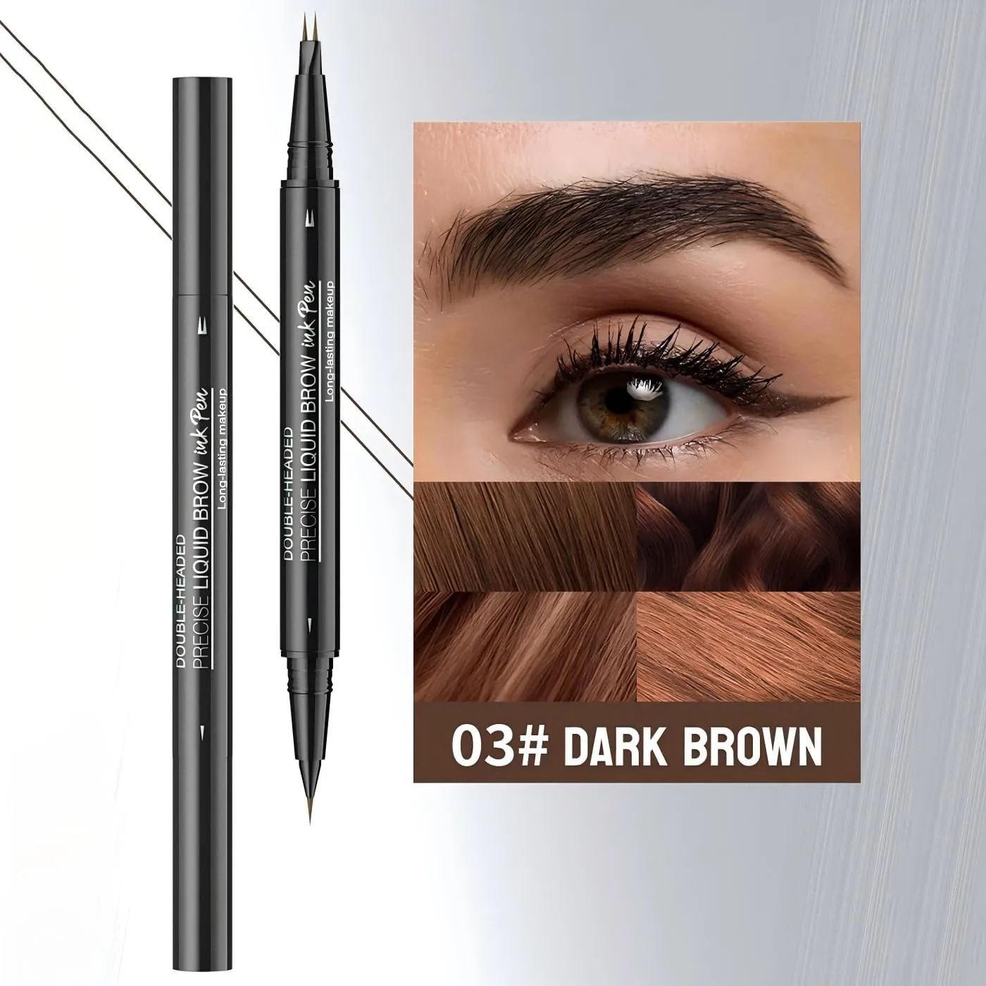 2 Pcs Microblading Eyebrow Pencil for Women, Waterproof Brow Pencil, with Eyebrow Brush, 2-in-1 Dual-Ended Eyebrow Pen for Natural Hair-Like Brows (Dark Brown(2 pcs))