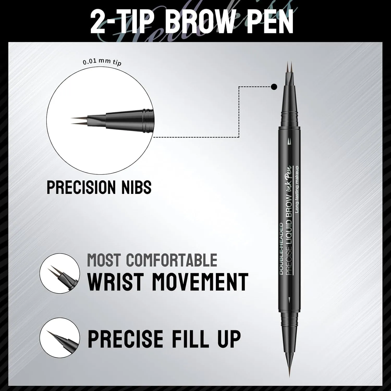 2 Pcs Microblading Eyebrow Pencil for Women, Waterproof Brow Pencil, with Eyebrow Brush, 2-in-1 Dual-Ended Eyebrow Pen for Natural Hair-Like Brows (Dark Brown(2 pcs))
