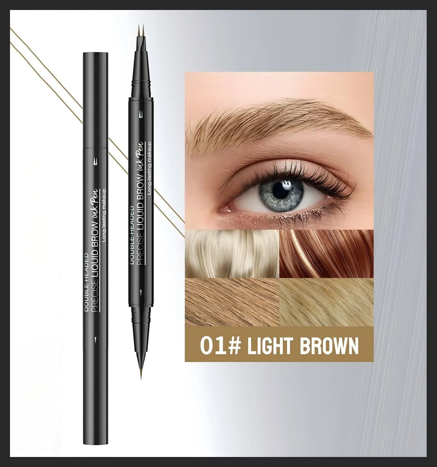 2 Pcs Microblading Eyebrow Pencil for Women, Waterproof Brow Pencil, with Eyebrow Brush, 2-in-1 Dual-Ended Eyebrow Pen for Natural Hair-Like Brows (Light Brown (2Pcs))