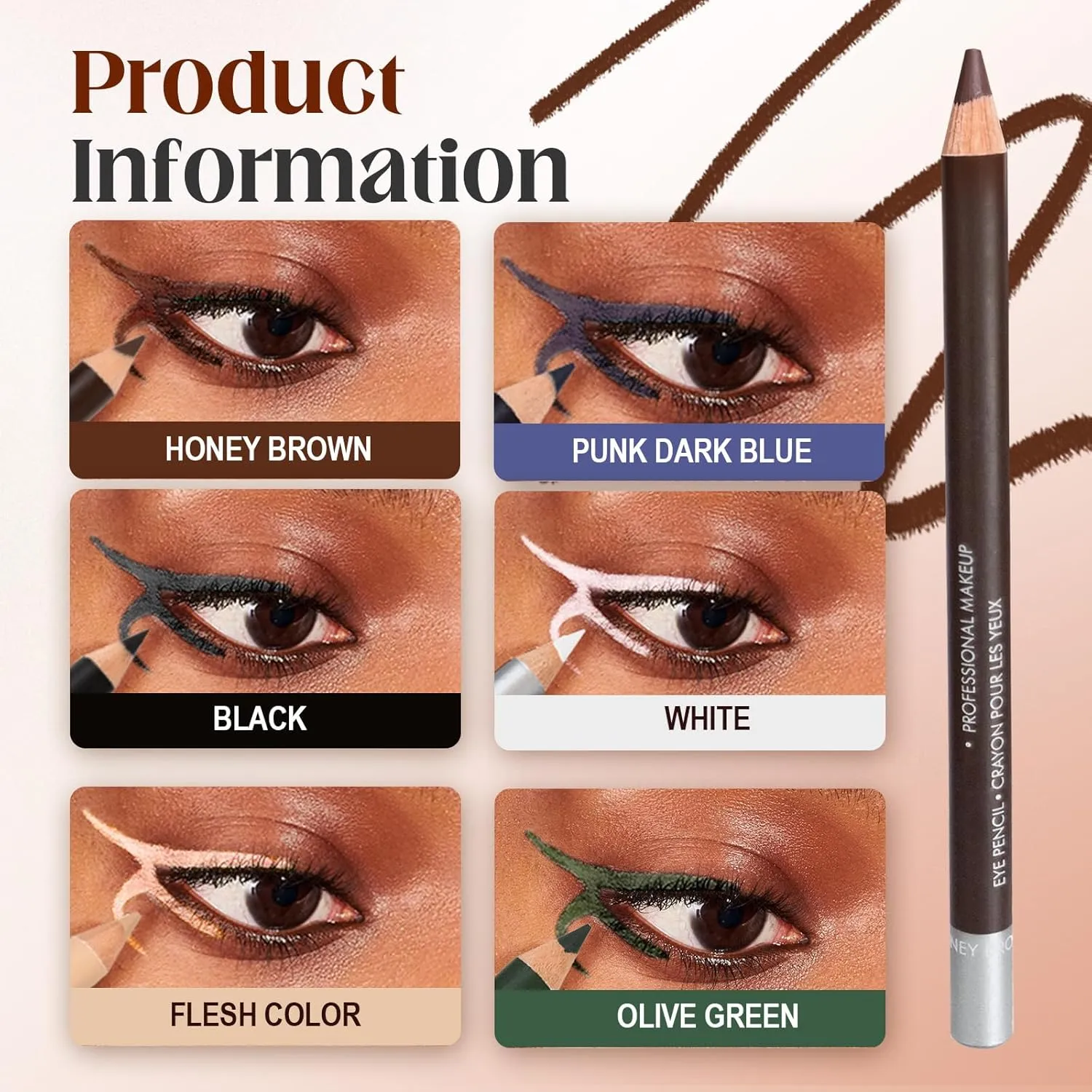 2025 New 24 HR Waterproof Eyeliner Duo Sharpenable Eye Pencil, No Smudging, Fading, 2 in 1 Eye Liner and Eyebrow Pencils, Smooth and Easy to Color (White Blue)