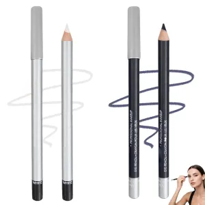 2025 New 24 HR Waterproof Eyeliner Duo Sharpenable Eye Pencil, No Smudging, Fading, 2 in 1 Eye Liner and Eyebrow Pencils, Smooth and Easy to Color (White Blue)