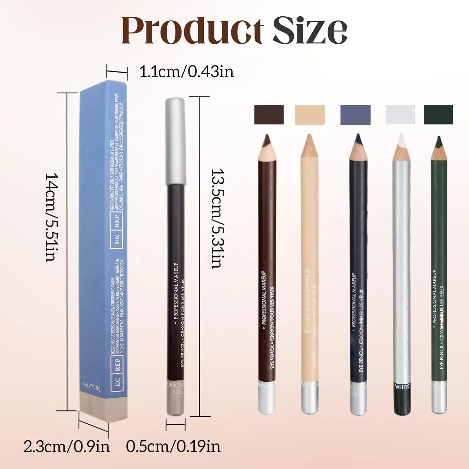 2025 New 24 HR Waterproof Eyeliner Duo Sharpenable Eye Pencil, No Smudging, Fading, 2 in 1 Eye Liner and Eyebrow Pencils, Smooth and Easy to Color (White Blue)