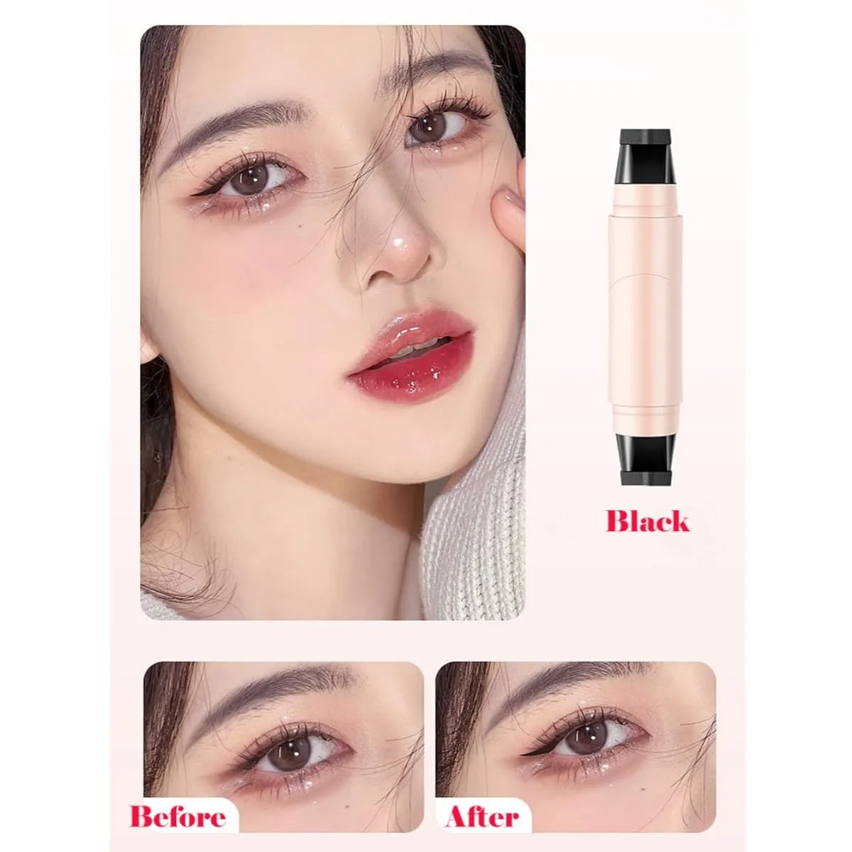 2025 New Gel Eyeliner Pencil Set, Foldable Eyeliners for Perfect Wing, Waterproof Eyeliner Stamp, for Beginners (Brown)