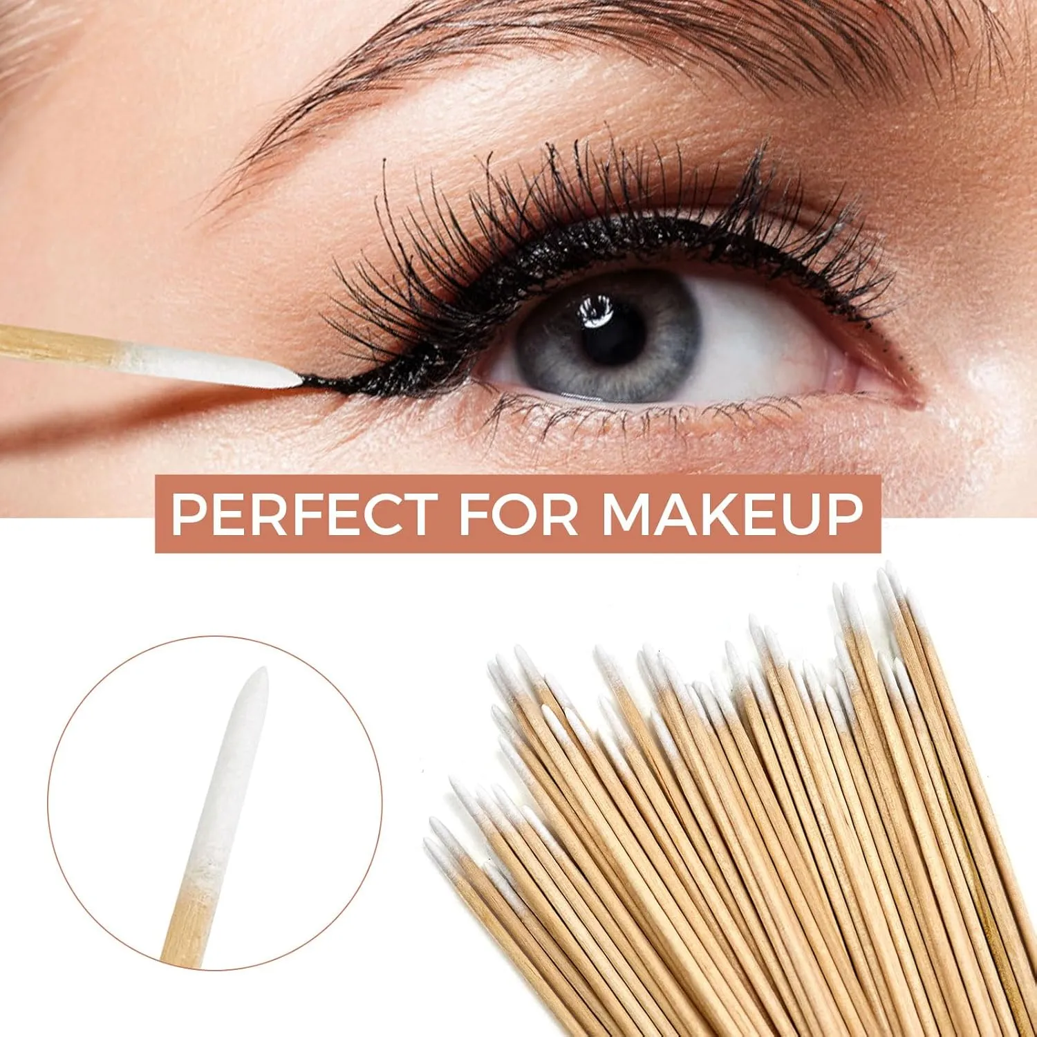 2200PCS Pointed Cotton Swabs with Storage Case - 4 inch Microblading Precision Tip Cotton Swabs with Wooden Sticks - Micro Tips for Makeup Eyelash Extensions Nail Art Supplies