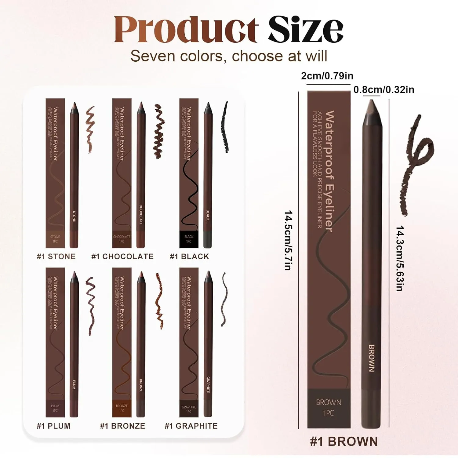 24 Hr Waterproof Eyeliner Duo Sharpenable Eye Pencil, 2025 New Persona Eyeliner Pencil Waterproof, No Smudging, Fading, Smooth And Easy To Color (All)