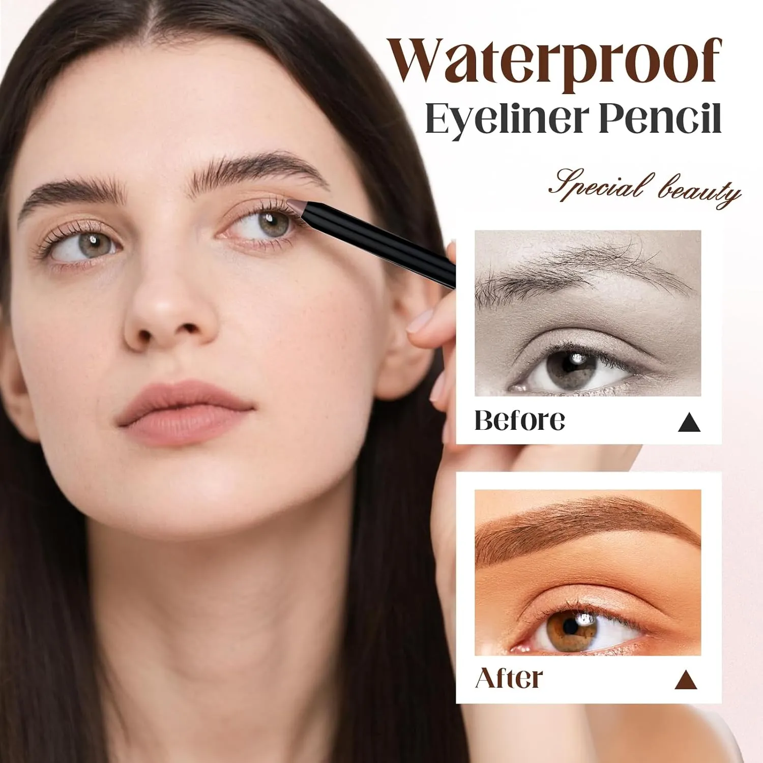 24 HR Waterproof Eyeliner Duo Sharpenable Eye Pencil, 2025 Upgraded Colored Waterproof Smudge Proof Glitter Eyeliner for Women Eye Makeup (6 Pcs)