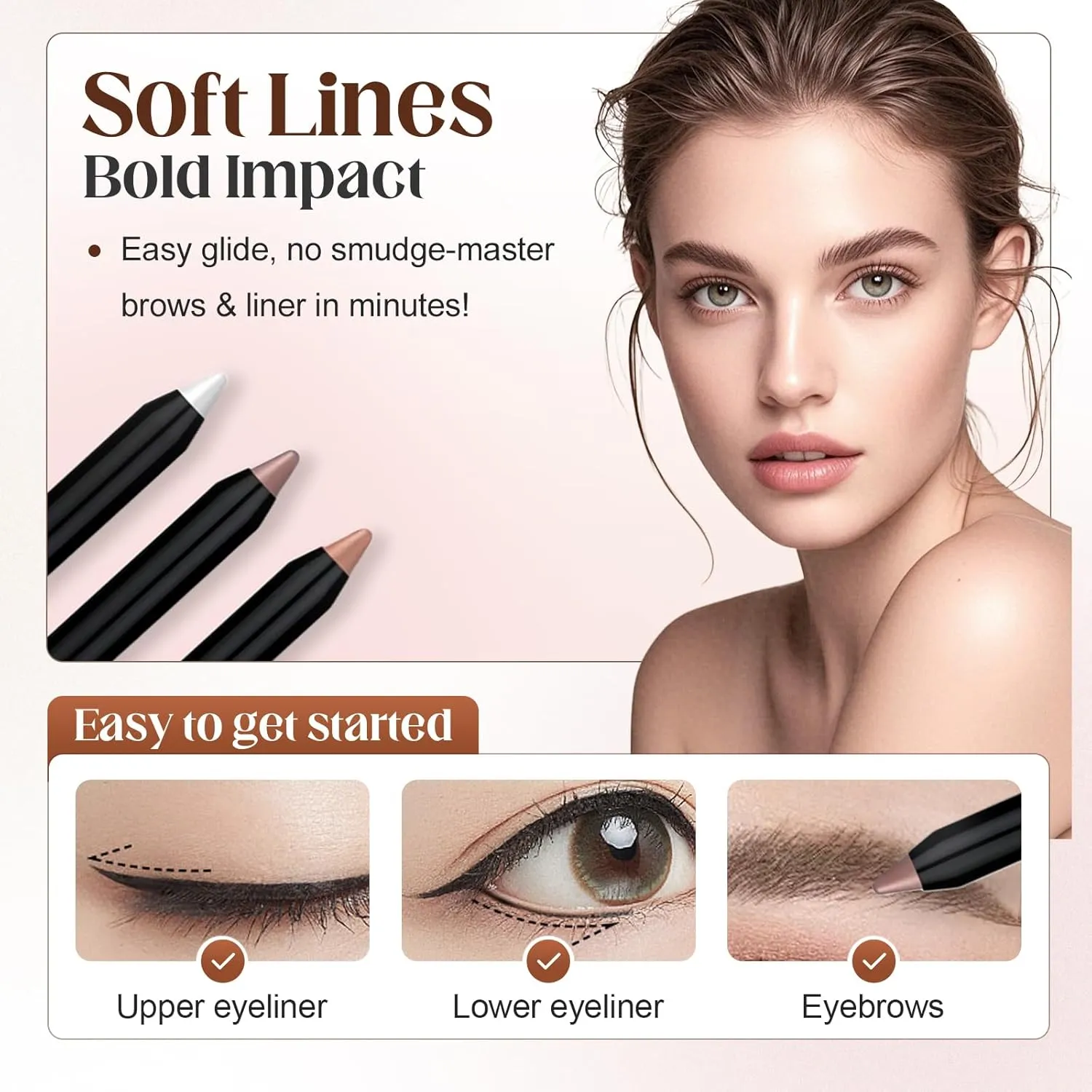 24 HR Waterproof Eyeliner Duo Sharpenable Eye Pencil, 2025 Upgraded Colored Waterproof Smudge Proof Glitter Eyeliner for Women Eye Makeup (6 Pcs)