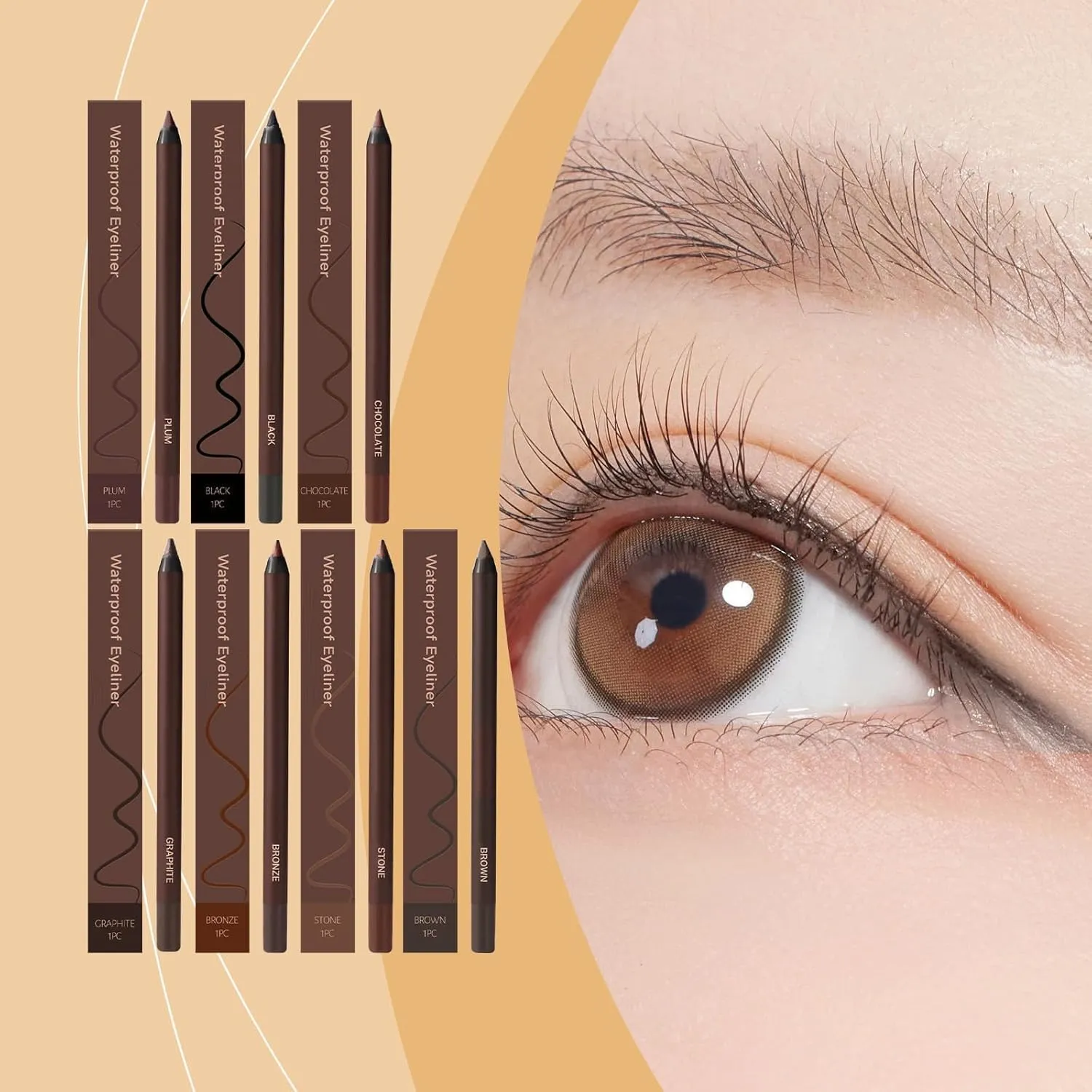 24hr Waterproof Eyeliner, Eyeliner Pencil Waterproof, Long-Wear 2 in 1 Eyeliners and Eyebrow Pencil, Sharpenable Smudge-Proof Eye Liner Pencils, Easy to Apply, Smooth Glide (Brown   Chocolate)