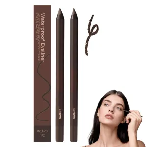 2PCS 24HR Waterproof Eyeliner Sharpenable Eye Pencil, 2025 Upgreaded Long Lasting Eye Liner for Daily Makeup, Waterproof Eyeliner Pencil Creates Bold and Defined Lines (Brown)