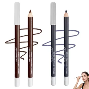 2pcs Waterproof Eyeliner Pencil, 2025 New Long Lasting Eyeliner, Multi-color Eye Pencil for Makeup, Soft Colored Eyeliners for Party, Easy to Apply Eyeliners for Women (Brown Blue)