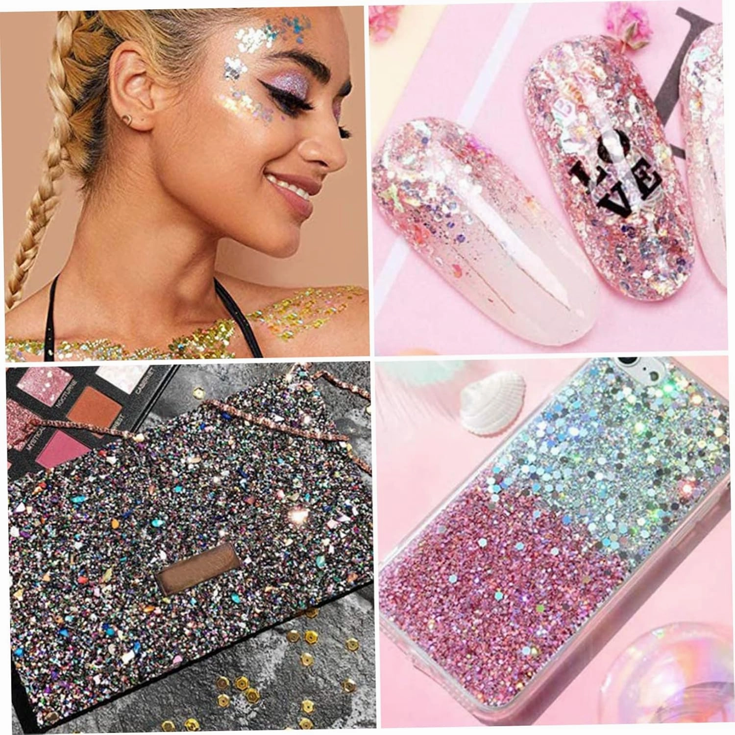 2sets Halloween Makeup Supplies Glitter Gel Neon Face Glitter Body Sequins Hair Highlighter Makeup *2
