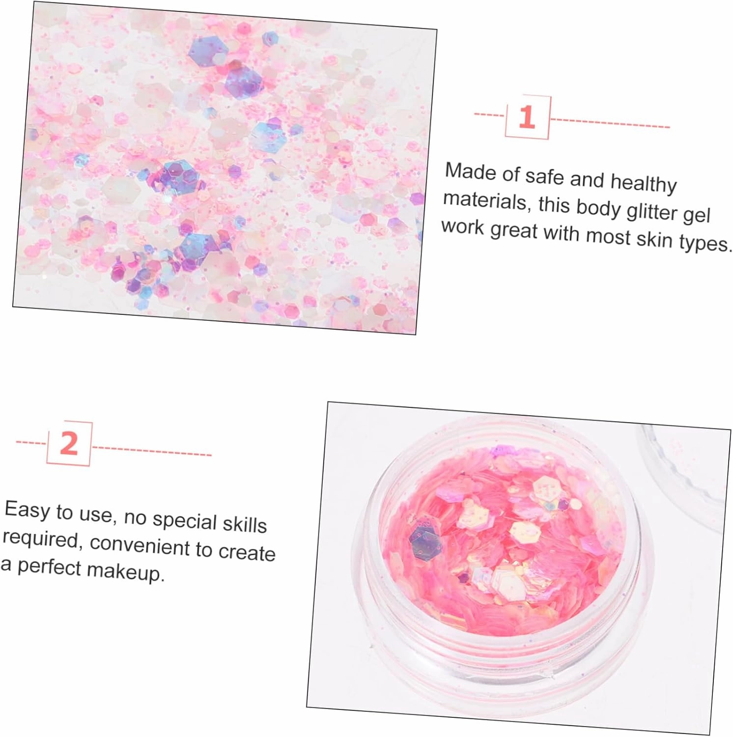 2sets Halloween Makeup Supplies Glitter Gel Neon Face Glitter Body Sequins Hair Highlighter Makeup *2