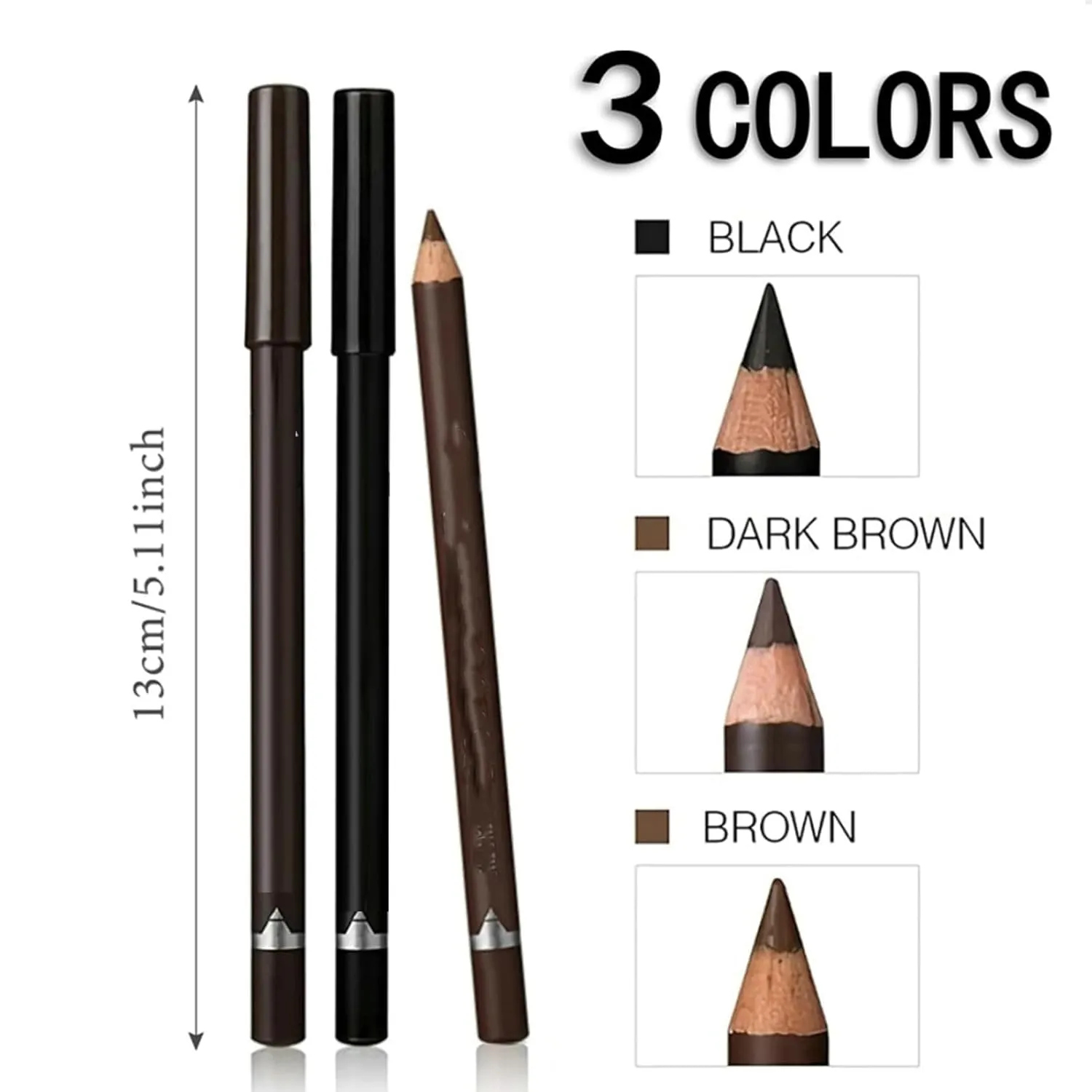 3 Pack Systemous Waterproof Eyeliner Sharpenable Eye Pencil, 2 In 1 Eye Liner And Eyebrow Pencil, Fading, Smooth And Easy To Color. (3*MIX)