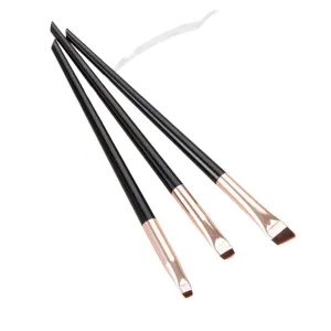 3 Pcs edge eyeliner brush oblique head eyebrow brush outline eyeliner brush ultra-thin eyeshadow brush makeup tools(Black gold)