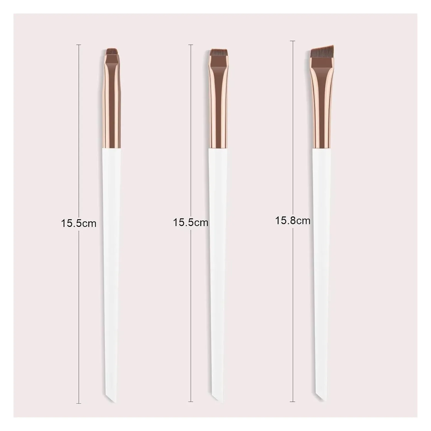 3 Pcs edge eyeliner brush oblique head eyebrow brush outline eyeliner brush ultra-thin eyeshadow brush makeup tools(White)