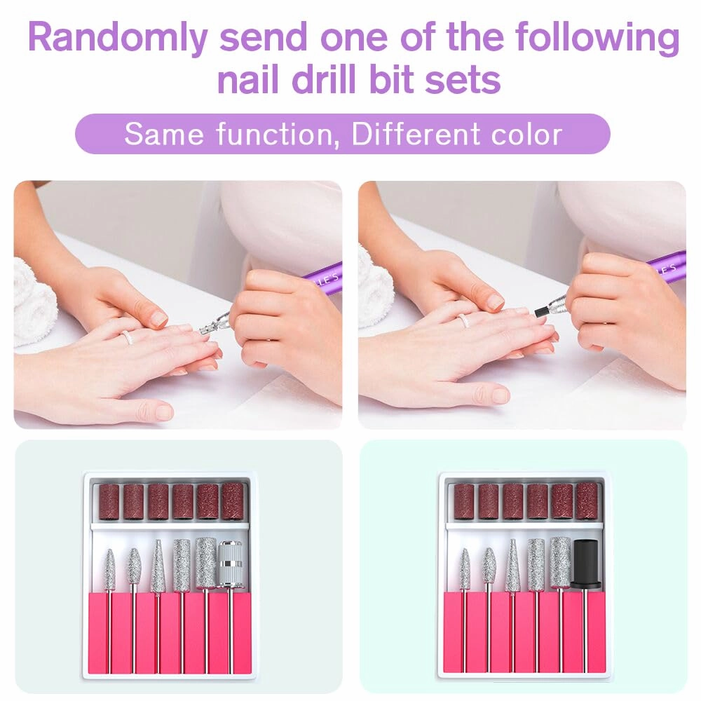 30000 RPM Professional Nail Drill Machine Efile Electric Nail Filer Kit for Finger Toe Nails, Acrylic Gel Dip Nails, Manicure Pedicure Drill with 6Pcs Bits and 106Pcs Sanding Bands, Purple