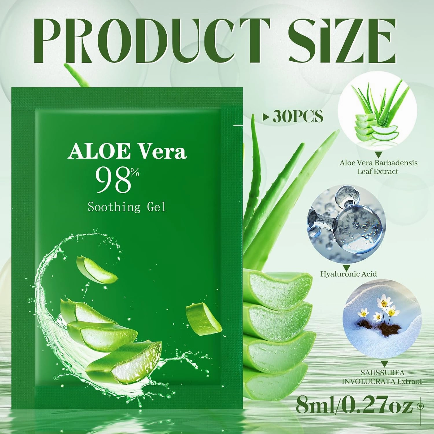 30 Pcs Aloe Vera Gel Bulk Travel Size Soothing Gel 98% Organic Aloe Vera Moisturizer for Skin and Hair Face Moisturizer for Sunburns Relief, Razor Burns, DIY Skincare