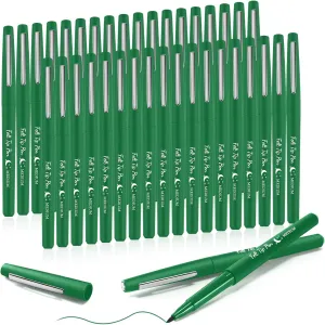 36 Pcs Felt Tip Pens 0.7mm Medium Point Colored Felt Tip Pens for Journaling Planner Writing Note-taking Art Office and School Supplies(Green)