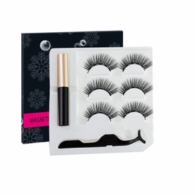 3 Pairs Magnetic Eyeliner With Magnetic Eyelashes Kit Waterproof Eyeliner and Multi Styles Ultra-thin 3D Reusable Magnets False Lashes for Party Dating Wedding (M2(KS01 KS02 856))