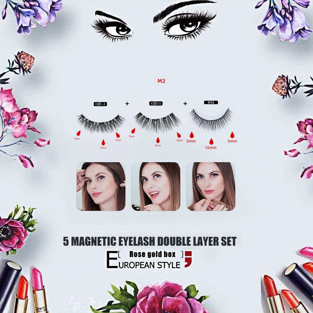 3 Pairs Magnetic Eyeliner With Magnetic Eyelashes Kit Waterproof Eyeliner and Multi Styles Ultra-thin 3D Reusable Magnets False Lashes for Party Dating Wedding (M2(KS01 KS02 856))