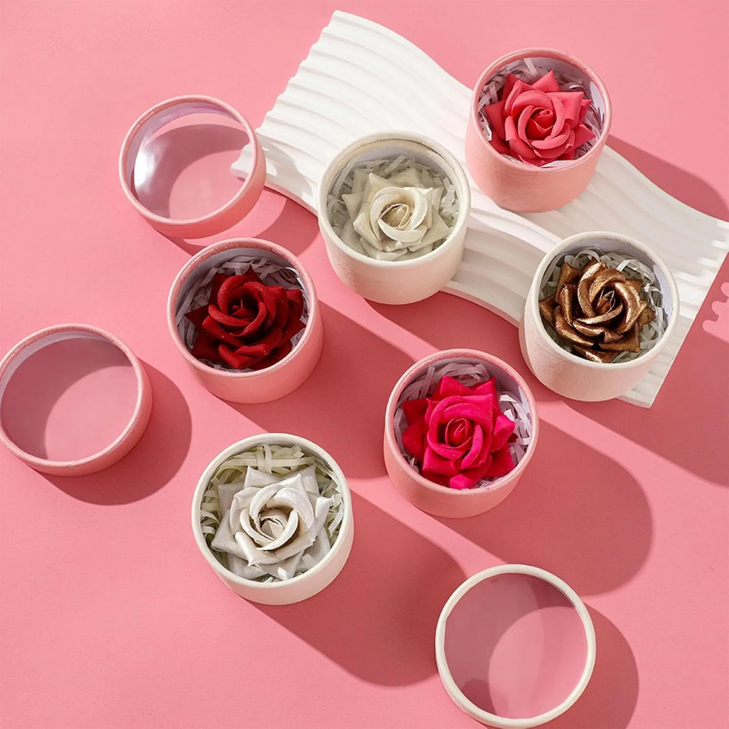 3D Rose Petal Blush, Flower Beauty Blush for Cheeks - Natural Rosy Glow Makeup, Buildable & Blendable Pressed Powder, Perfect Valentine's/Mothers Day Gift (E)