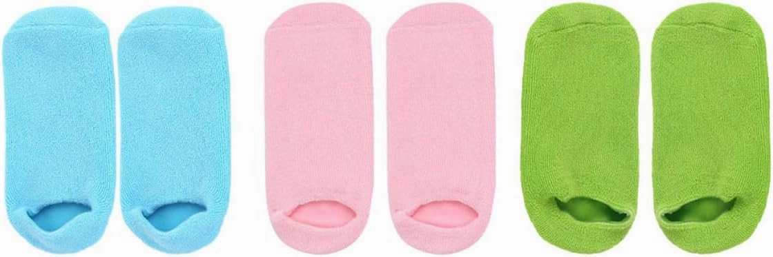 3Pairs Moisturizing Spa Socks of Foot Masks for Dry Skin Care Reusable Gel Treatment Comfortable and Durable for Home Salon Use