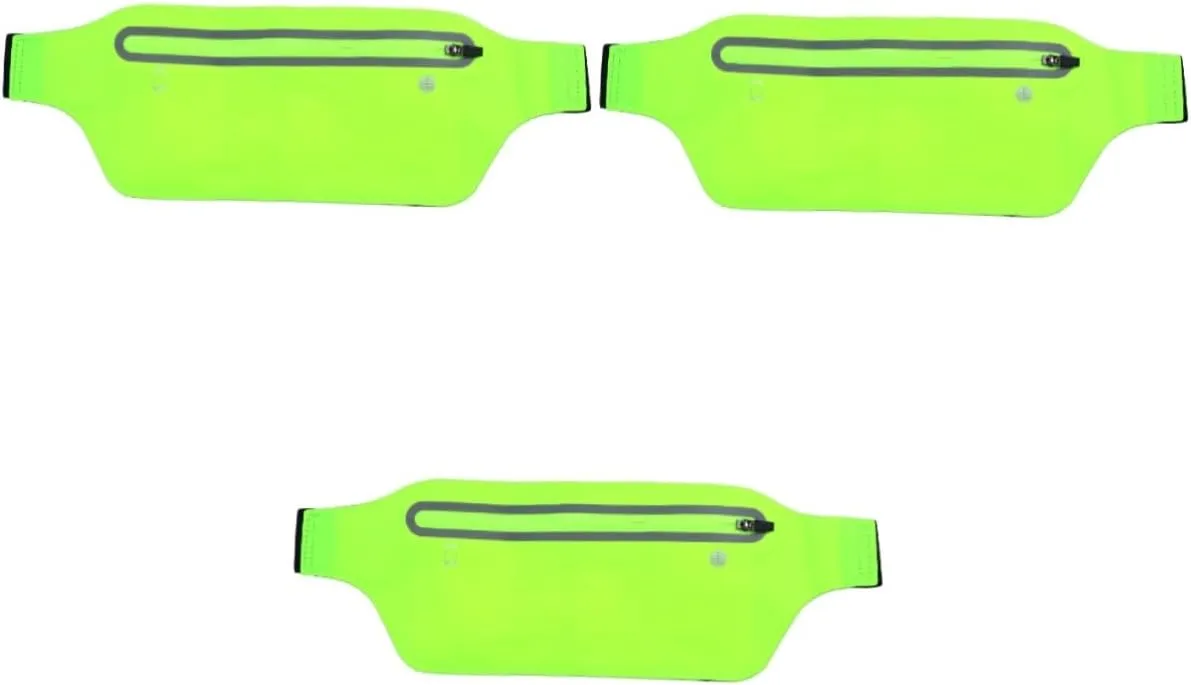 3pcs Reflective Running Waist Pack Ultra Thin Phone Card Holder Waterproof Ideal for Fitness Hiking Biking