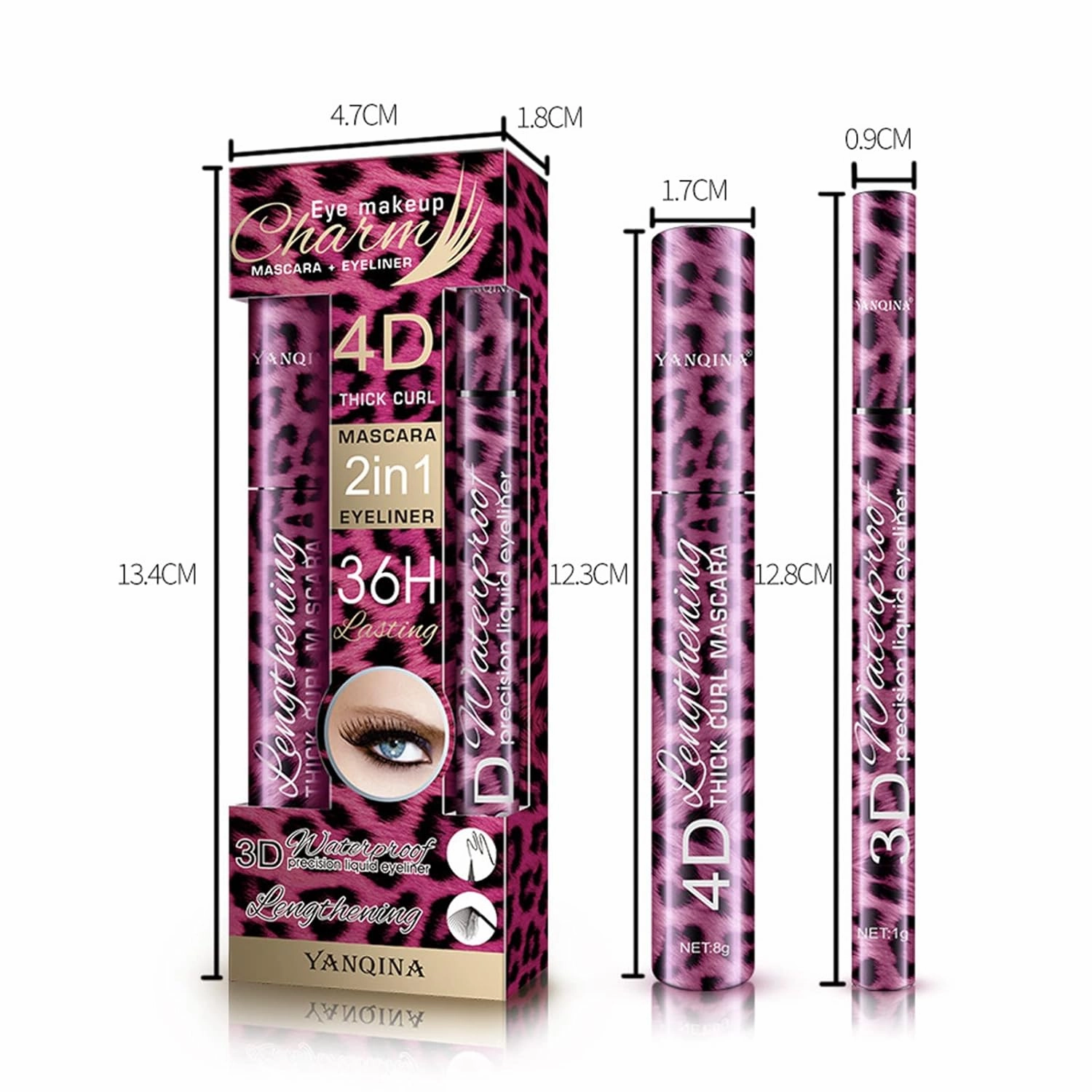 4D Silk Fiber Mascara and Eyeliner 2pcs/Set Waterproof Liquid Eyeliner Black Thickening Lengthening Mascara Quick Drying Long Lasting Eye Liner Pencil Cosmetic Kit for Women Girls Eyes Makeup