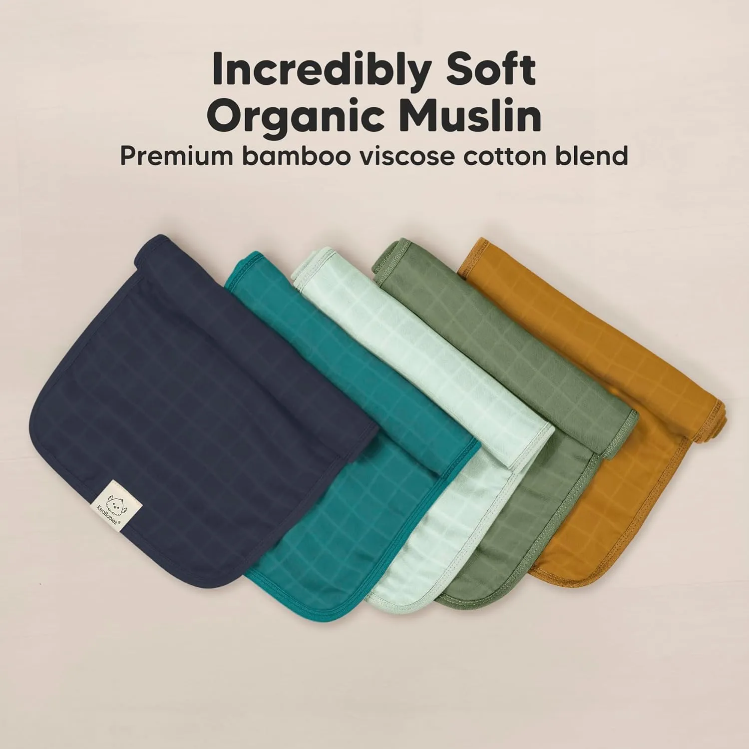 5-Pack Cotton Muslin Burp Cloths Baby Girls, Boys - Soft & Absorbent Spit Up Burp Rags, Large Muslin Towel, Cotton Wash Cloths for Babies, Newborn, Infant, No Shrink, Durable, Neutral (Eclipse)
