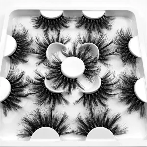 5/7Pairs 25mm Soft Fluffy 3D Mink False Eyelashes Dramatic Long Wispies Lash Extension Natural Volume Beauty Handmade Eye Makeup (Color : KS073 25mm)