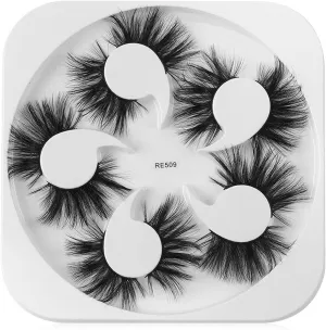 5/7Pairs 25mm Soft Fluffy 3D Mink False Eyelashes Dramatic Long Wispies Lash Extension Natural Volume Beauty Handmade Eye Makeup (Color : RE509 20mm)