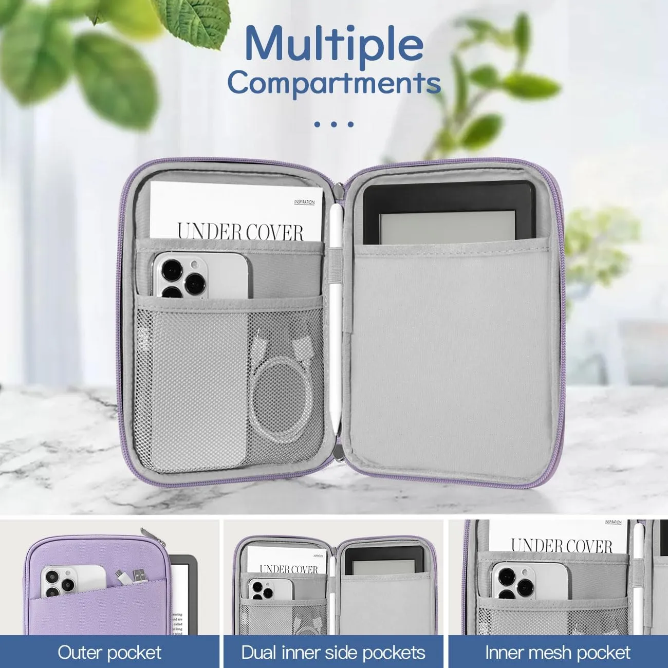 6-7 Inch Sleeve Carrying Case for 7" Kindle Colorsoft Signature Edition and All-New Kindle Paperwhite, Protective Sleeve Cover Pouch Bag for 6" Kindle/Kindle Oasis/E-Reader, Grey Purple