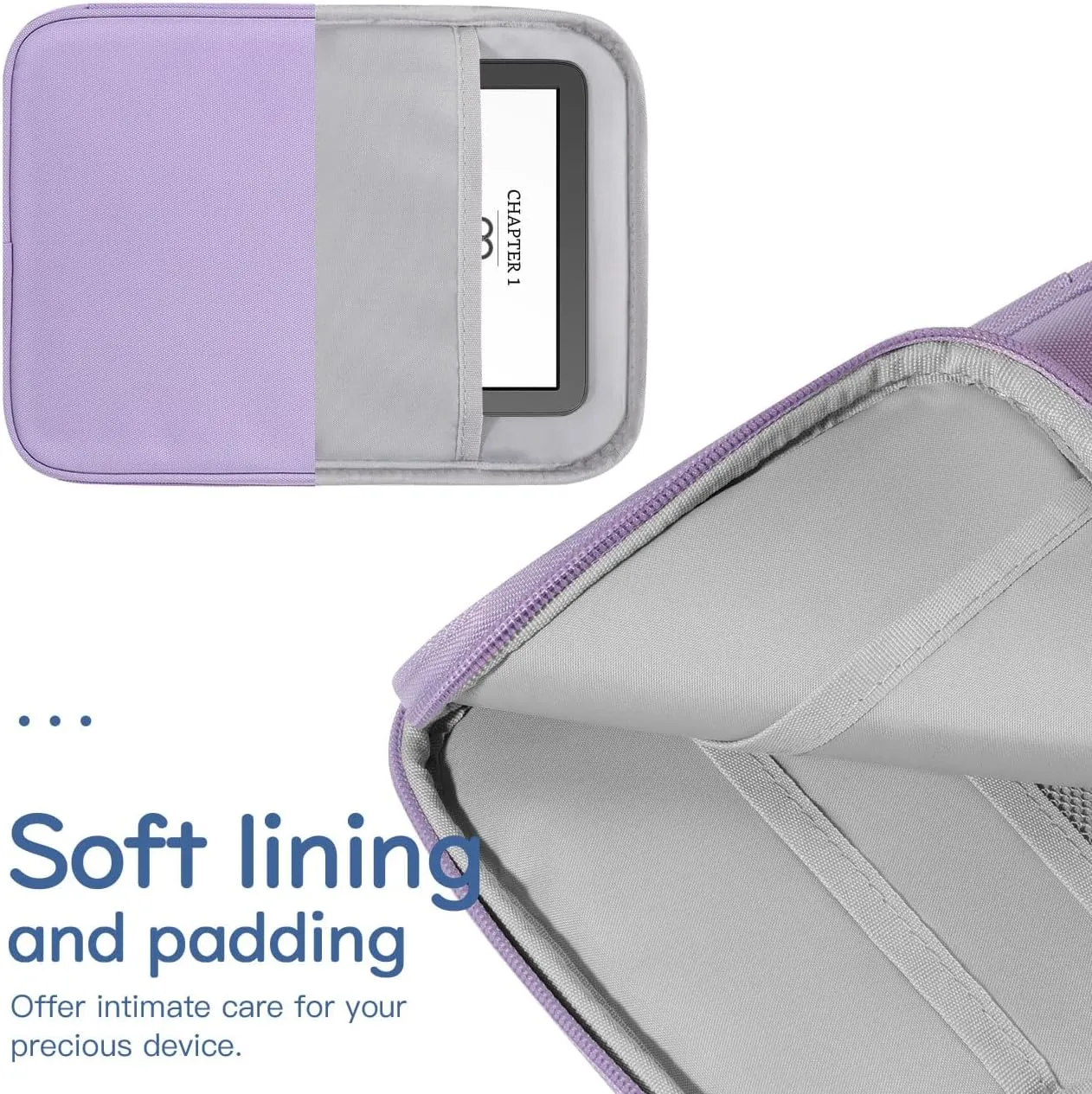 6-7 Inch Sleeve Carrying Case for 7" Kindle Colorsoft Signature Edition and All-New Kindle Paperwhite, Protective Sleeve Cover Pouch Bag for 6" Kindle/Kindle Oasis/E-Reader, Grey Purple