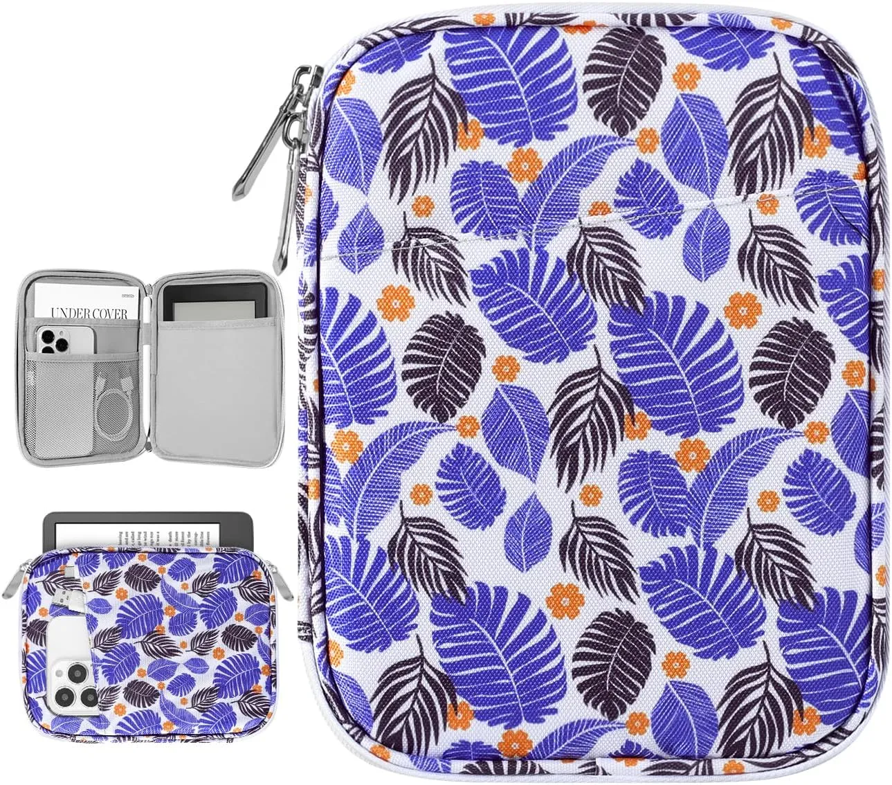 6-7 Inch Sleeve Carrying Case for 7" Kindle Colorsoft Signature Edition and All-New Kindle Paperwhite, Protective Sleeve Cover Pouch Bag for 6" Kindle/Kindle Oasis/E-Reader, Tropical Leaf
