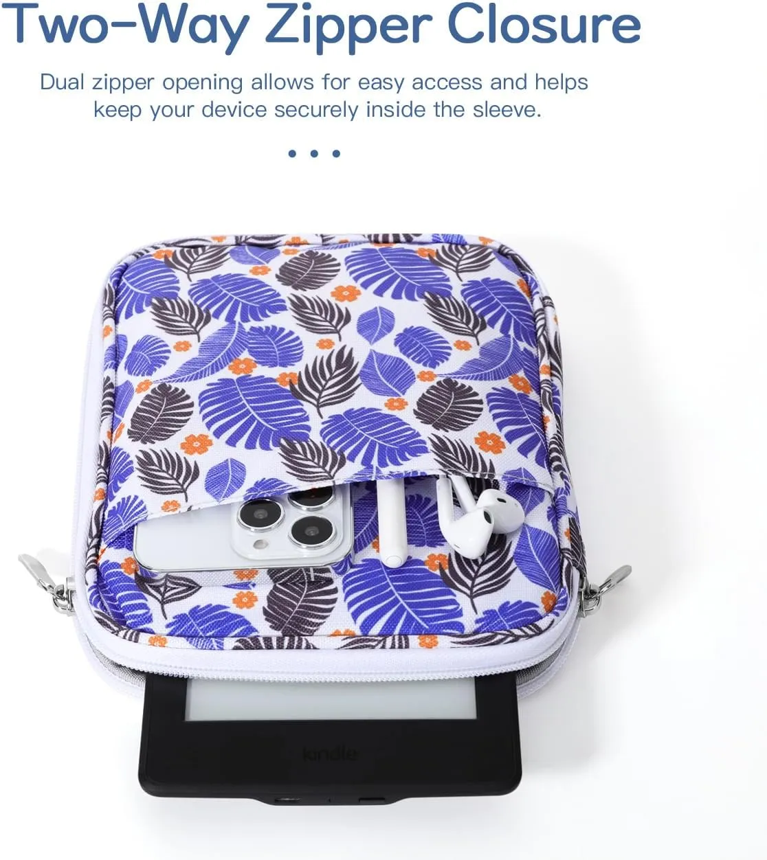 6-7 Inch Sleeve Carrying Case for 7" Kindle Colorsoft Signature Edition and All-New Kindle Paperwhite, Protective Sleeve Cover Pouch Bag for 6" Kindle/Kindle Oasis/E-Reader, Tropical Leaf