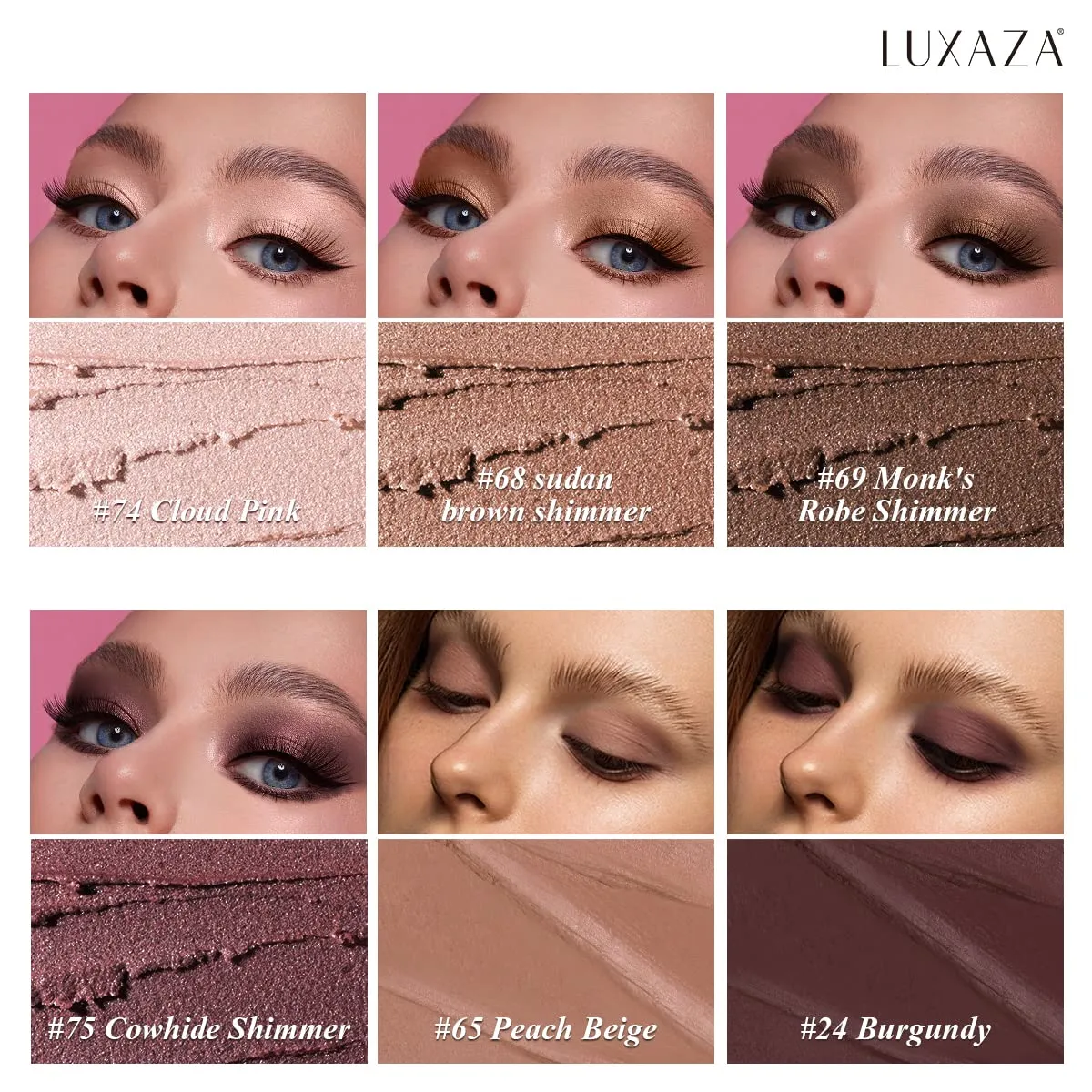 6PCS Cream Eyeshadow Stick Makeup Sets, Metallic And Matte Shimmer Eye Shadow Eye Brightener Stick Pencil Crayon, A05-Wine Red